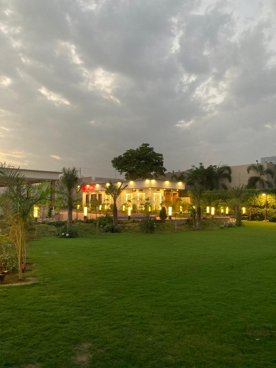 Evening view of the wedding lawn at ONR Resort, Gurugram